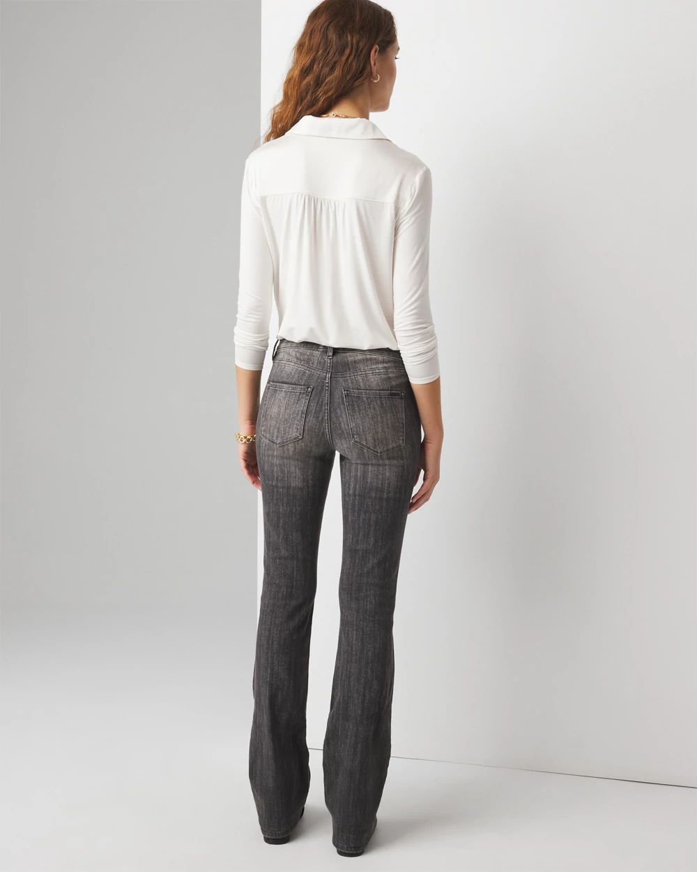 High Rise Bootcut Jeans - White.